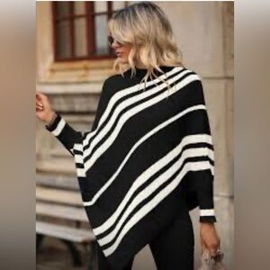 New Boutique Asymmetrical Striped  Poncho plus 3/4 X 🌹🌸🌺 I